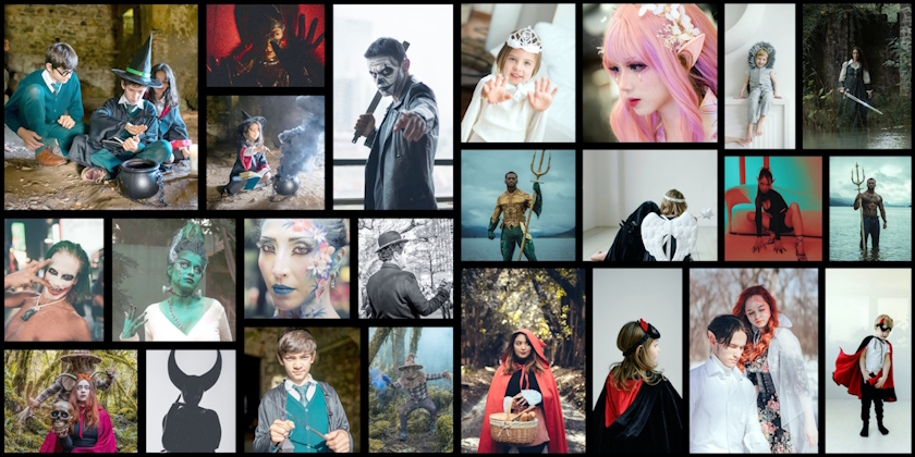 Collage de fotos de personas en cosplay